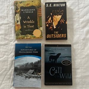 Lot of 4 young Teen books A wrinkle In Time, The Call of The wild …..